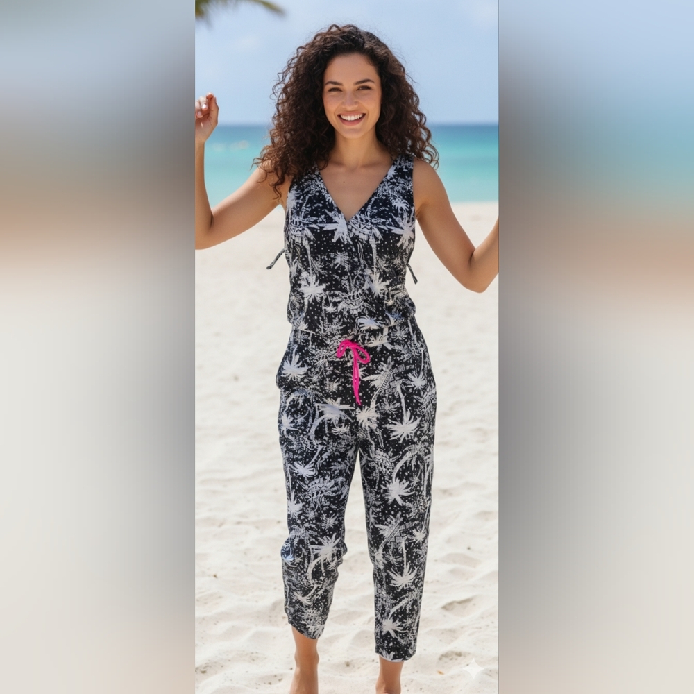XXL women ZUMBA wear one piece exercise jumpsuit cotton sleeveless black